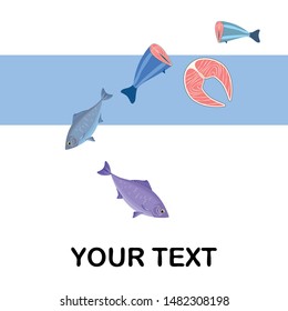 Fish, seafood. Vector seafood. Food and restaurant design.