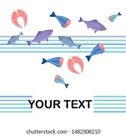 Fish, seafood. Vector seafood. Food and restaurant design.