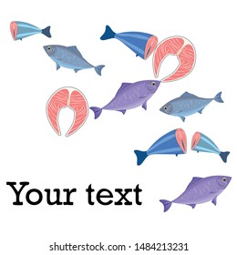 Fish, seafood. Vector seafood. Food and restaurant design.