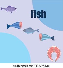 Fish, seafood. Vector seafood. Food and restaurant design.