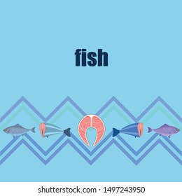 Fish, seafood. Vector seafood. Food and restaurant design.