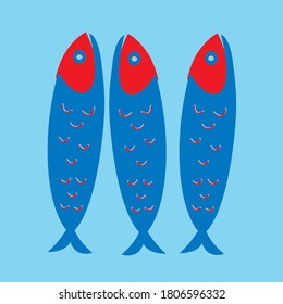 Fish seafood vector illustration. Logo for seafood delivery. Hand drawn elements for menu design, vector colorful illustration collection. EPS 10. 