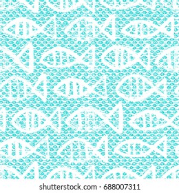 Fish seamless background. Surface kid decoration with colorful fishes.Vector illustration. Cloth design, wallpaper, wrapping.