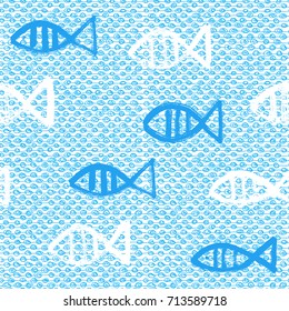 Fish seamless background. Surface kid decoration.Vector illustration. Cloth design, wallpaper, wrapping.