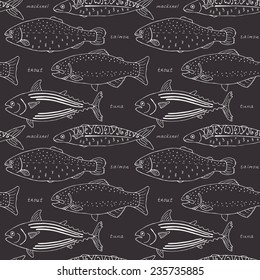 Fish seamless background. Vector illustration.
