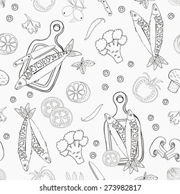 Fish seamless background. Vector illustration.