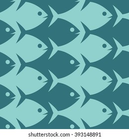 Fish Seamless Colored Pattern In Esher Style.