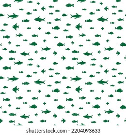 Fish Seamless Pattern Background. Vector illustration backdrop.