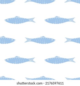 Fish Seamless pattern. Fish Cartoon doodle, Vector illustration.