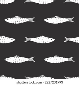 Fish Seamless pattern. Fish Cartoon doodle, Vector illustration.
