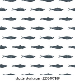 Fish Seamless pattern. Fish Cartoon doodle, Vector illustration.