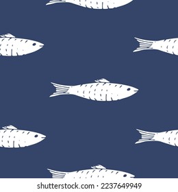 Fish Seamless pattern. Fish Cartoon doodle, Vector illustration.