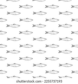 Fish Seamless pattern. Fish Cartoon doodle, Vector illustration.