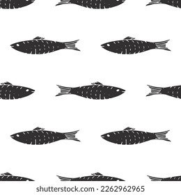 Fish Seamless pattern. Fish Cartoon doodle, Vector illustration.