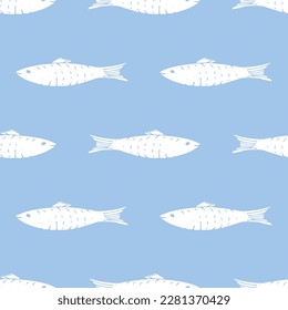 Fish Seamless pattern. Fish Cartoon doodle, Vector illustration.