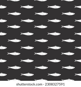 Fish Seamless pattern. Fish Cartoon doodle, Vector illustration.
