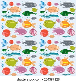 fish seamless pattern colored