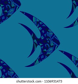 Fish. Seamless Pattern with Colorful Fish Hand Drawn in Comic Style. Sea Pattern for Paper, Fabric, Print. Bright Simple Texture in Trendy Colors. Vector Illustration.