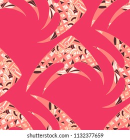 Fish. Seamless Pattern with Colorful Fish Hand Drawn in Primitive Style. Sea Pattern for Textile, Fabric, Print. Bright Simple Texture in Trendy Colors. Vector Illustration.