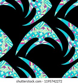 Fish. Seamless Pattern with Colorful Fish Hand Drawn in Childish Style. Sea Pattern for Paper, Chintz, Swimwear. Bright Simple Texture in Trendy Colors. Vector Illustration.