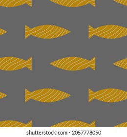 Fish seamless pattern design for print, t-shirt design, design element. Primitive drawing. Colored fish pattern.