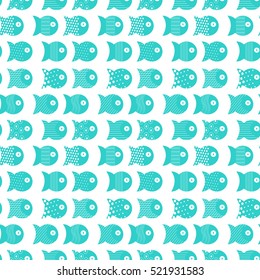 Fish seamless pattern for fabric textile design, pillows, wallpapers,cloth,bags,scrapbook paper. Vector illustration