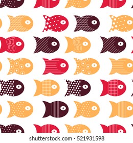 Fish seamless pattern for fabric textile design, pillows, wallpapers,cloth,bags,scrapbook paper. Vector illustration