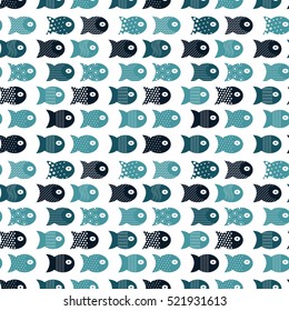 Fish seamless pattern for fabric textile design, pillows, wallpapers,cloth,bags,scrapbook paper. Vector illustration