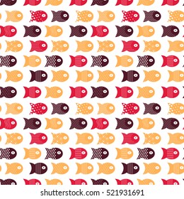 Fish seamless pattern for fabric textile design, pillows, wallpapers,cloth,bags,scrapbook paper. Vector illustration