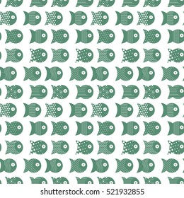 Fish seamless pattern for fabric textile design, pillows, wallpapers,cloth,bags,scrapbook paper. Vector illustration