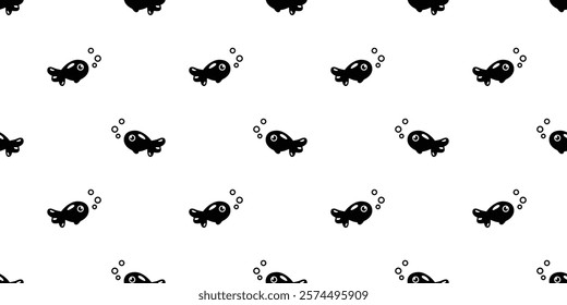 fish Seamless pattern goldfish swimming vector tuna salmon doodle cartoon tile background gift wrapping paper repeat wallpaper illustration scarf isolated pet animal design