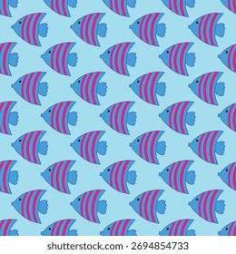 Patrón de peces sin fisuras en el fondo cian