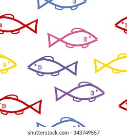Fish seamless pattern on white.