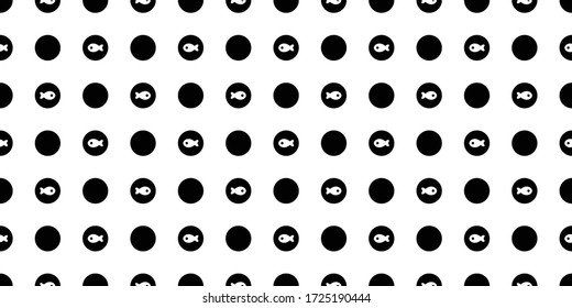 fish Seamless pattern polka dot shark vector salmon dolphin tuna wave doodle cartoon ocean sea scarf isolated repeat wallpaper tile background illustration design