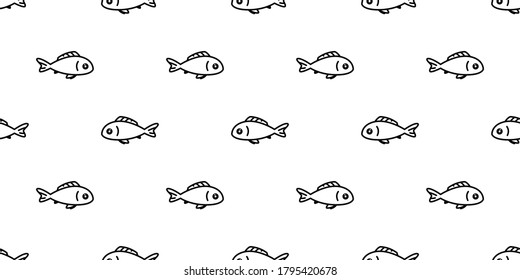 fish Seamless pattern salmon vector tuna shark cartoon dolphin scarf isolated whale ocean sea tile background repeat wallpaper illustration doodle animal design