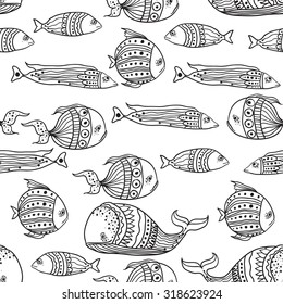 fish seamless pattern sketch