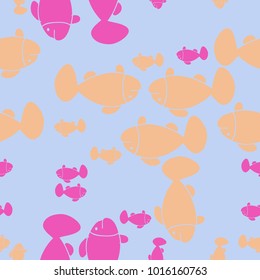 Fish seamless  pattern, spots. Hand drawn.