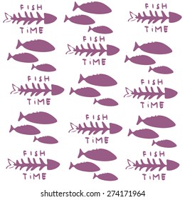 Fish seamless pattern. Fish time seamless background.