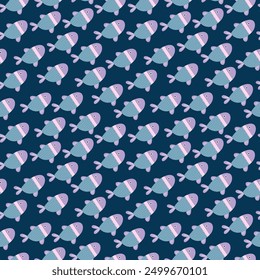 fish seamless pattern with underwater life. Perfect for kids bedding, fabric, wallpaper, wrapping paper, textile, t-shirt print.