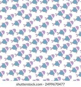 fish seamless pattern with underwater life. Perfect for kids bedding, fabric, wallpaper, wrapping paper, textile, t-shirt print.