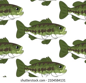 Fish seamless pattern. Various fish on white background