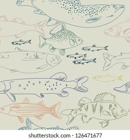 Fish seamless pattern. Vector.