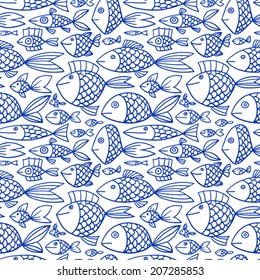Fish seamless pattern. Vector.