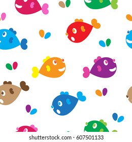 fish seamless pattern, vector background, kid theme