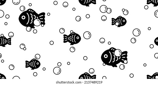 fish Seamless pattern vector bubble salmon tuna shark cartoon pet dolphin whale sea ocean repeat wallpaper tile background scarf isolated animal illustration doodle design