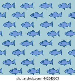 Fish seamless pattern. Vector illustration. Sea pattern. Pattern can be used as wrapping paper, bathroom and curtain design, background, fabric print, web page backdrop, wallpaper and more