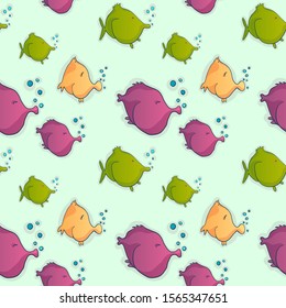 
A fish. Seamless pattern. Vector image of bright fish. Children’s, cheerful print. Print for textiles.