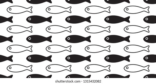 fish Seamless pattern vector salmon scarf isolated tuna shark dolphin whale sea ocean cartoon repeat wallpaper tile background illustration doodle
