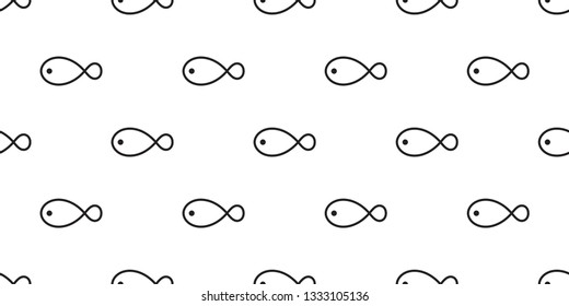 fish Seamless pattern vector salmon tuna scarf isolated shark dolphin whale ocean sea cartoon repeat wallpaper tile background line doodle illustration