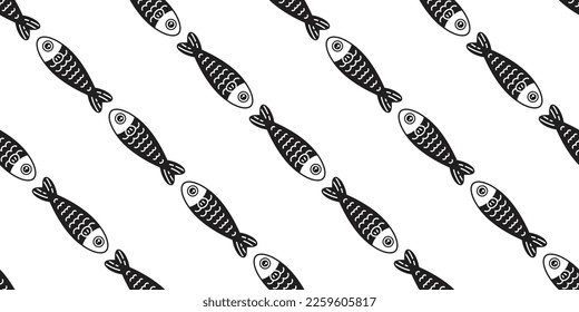 fish Seamless pattern vector salmon swimming tuna cartoon pet shark dolphin whale sea ocean gift wrapping paper scarf isolated repeat wallpaper tile background animal illustration doodle design